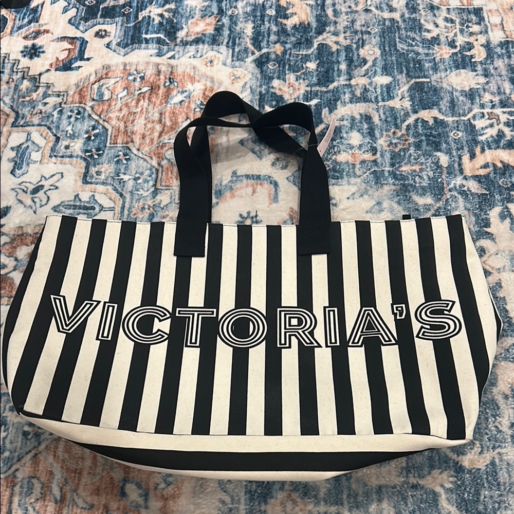 Victoria’s Secret Black and cream Striped Tote bag